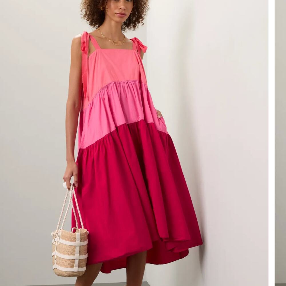 Peter Som Pink Tiered Ruffle Sundress SIZE 4 Babydoll Cotton Designer $400